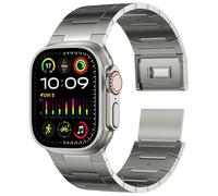 GANYUU Cinturino in titanio per cinturino Apple Watch Ultra / Ultra2 da 49 mm, maglie in titanio regolabili con chiusura magnetica in titanio, connettori in titanio e rivestimento DLC(Titanium)
