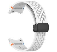GANYUU Cinturino magnetico da 20mm per Samsung Galaxy Watch 4 5 Pro 6 7 7LTE 44mm 40mm Watch4/6 cinturino in silicone classico senza lacune braccialetto Correas(White,5Pro 45mm)
