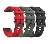 GANYUU Cinturino per orologio Garmin Fenix 5/Fenix 6/Fenix 7 da 22 mm, in morbido silicone compatibile con cinturini per orologio Garmin S62/Fenix 5 PLUS, Black Red Army Green, Taglia unica