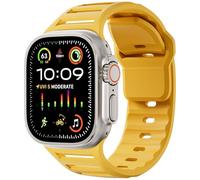 GANYUU Cinturino sportivo in silicone per cinturino Apple Watch Ultra 49mm 45mm 44mm 42mm Series10 46mm 42mm cinturino da polso Correa braccialetto Series 9 8 7 6 SE 5 4 cinturini per orologi(Yellow,S