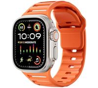 GANYUU Cinturino sportivo in silicone per cinturino Apple Watch Ultra 49mm 45mm 44mm 42mm Series10 46mm 42mm cinturino da polso Correa braccialetto Series 9 8 7 6 SE 5 4 cinturini per orologi(Orange,S