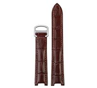 GANYUU Cuoio genuino Cinturino Uomini Donne Per Cartier PASHA W3108/HPI004 Pieghevole Fibbia Concavo Strap 21x15m 20x12mm 18x10mm Cinturini (colore: marrone fibbia d'argento, Dimensioni: 18.10mm)