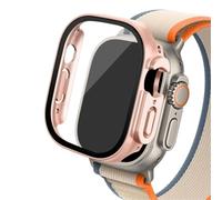 GANYUU Custodia in vetro per Apple Watch Ultra 2 custodia 49mm smar twatch PC Protezione schermo paraurti Cover temperata iwatch series Accessori fascia(Rose gold 27,Ultra 49mm)