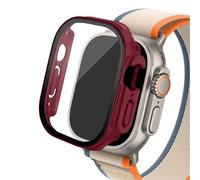 GANYUU Custodia in vetro per Apple Watch Ultra 2 custodia 49mm smar twatch PC Protezione schermo paraurti Cover temperata iwatch series Accessori fascia(Wine red 14,Ultra 49mm)