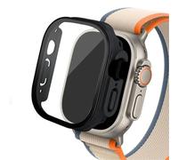 GANYUU Custodia in vetro per Apple Watch Ultra 2 custodia 49mm smar twatch PC Protezione schermo paraurti Cover temperata iwatch series Accessori fascia(Black 01,Ultra 49mm)