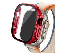 GANYUU Custodia in vetro per Apple Watch Ultra 2 custodia 49mm smar twatch PC Protezione schermo paraurti Cover temperata iwatch series Accessori fascia(Official red 26,Ultra 49mm)