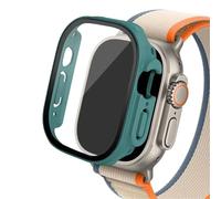 GANYUU Custodia in vetro per Apple Watch Ultra 2 custodia 49mm smar twatch PC Protezione schermo paraurti Cover temperata iwatch series Accessori fascia(Official green15,Ultra 2 49mm)