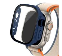 GANYUU Custodia in vetro per Apple Watch Ultra 2 custodia 49mm smar twatch PC Protezione schermo paraurti Cover temperata iwatch series Accessori fascia(Midnight blue 04,Ultra 49mm)
