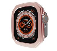 GANYUU Custodia lucida per placcatura PC per Apple Watch Ultra 49mm 8 7 41mm 45mm Paraurti per IWatch Series 6 SE 5 4 40 44mm Bazel Cover protettiva(Rose gold,41MM)