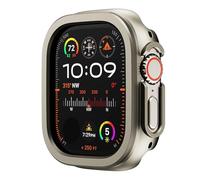 GANYUU Custodia per orologio in lega di alluminio 2 in1 + custodia in TPU per Apple Watch Case 49mm 45mm 41mm Cover protettiva in metallo per Iwatch Ultra 2 Sereis 9 8 7 Custodia per orologio(Titanium