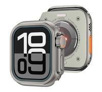 GANYUU Custodia per orologio in lega per Apple Watch Case Ultra 2 49mm Custodia serie S10 46mm S9 S8 S7 S6 S5 S4 SE 44MM 45MM Custodia protettiva per telaio Custodia protettiva in metallo(Grey,44MM)