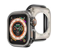 GANYUU Custodia protettiva in metallo per Apple Watch S10 42mm S10 46mm 45mm 44mm Cover protettiva per telaio per iWatch Series 9 8 7 6 5 4 SE Cambia in Ultra 2 49mm(Grey,49MM)