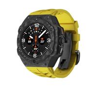 GANYUU Kit di modifica di lusso per Samsung Galaxy Watch 7 Ultra 47mm Cinturino in gomma con cassa in carbonio per Galaxy Watch Cinturini con copertura in fibra di carbonio Ultra(Yellow)