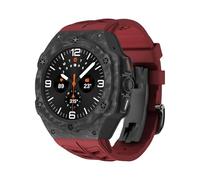 GANYUU Kit di modifica di lusso per Samsung Galaxy Watch 7 Ultra 47mm Cinturino in gomma con cassa in carbonio per Galaxy Watch Cinturini con copertura in fibra di carbonio Ultra(Red)