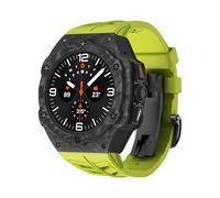 GANYUU Kit di modifica di lusso per Samsung Galaxy Watch 7 Ultra 47mm Cinturino in gomma con cassa in carbonio per Galaxy Watch Cinturini con copertura in fibra di carbonio Ultra(LmGreen)