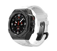 GANYUU Kit di modifica in lega per Samsung Galaxy Watch 7 Ultra 47MM Custodia in metallo per Galaxy Watch 7 Ultra Cinturino in gomma fluorurata Kit mod fai da te Cinturini per orologi(B-W)