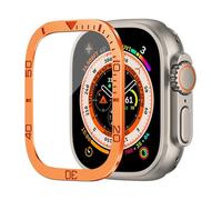 GANYUU Pellicola protettiva in vetro temperato per Apple Watch Ultra 2 da 49 mm, antigraffio, HD, con paraurti in metallo, accessorio per iWatch Ultra da 49 mm(Orange B)