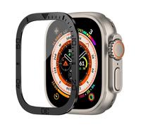 GANYUU Pellicola protettiva in vetro temperato per Apple Watch Ultra 2 da 49 mm, antigraffio, HD, con paraurti in metallo, accessorio per iWatch Ultra da 49 mm(Black B)