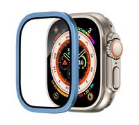 GANYUU Pellicola protettiva in vetro temperato per Apple Watch Ultra 2 da 49 mm, antigraffio, HD, con paraurti in metallo, accessorio per iWatch Ultra da 49 mm(Blue)