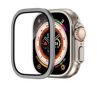 GANYUU Pellicola protettiva in vetro temperato per Apple Watch Ultra 2 da 49 mm, antigraffio, HD, con paraurti in metallo, accessorio per iWatch Ultra da 49 mm(Silver)