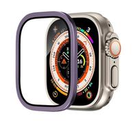 GANYUU Pellicola protettiva in vetro temperato per Apple Watch Ultra 2 da 49 mm, antigraffio, HD, con paraurti in metallo, accessorio per iWatch Ultra da 49 mm(Purple)