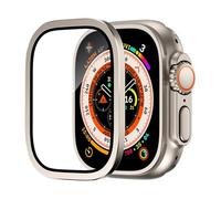 GANYUU Pellicola protettiva in vetro temperato per Apple Watch Ultra 2 da 49 mm, antigraffio, HD, con paraurti in metallo, accessorio per iWatch Ultra da 49 mm(Titanium gold)