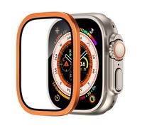GANYUU Pellicola protettiva in vetro temperato per Apple Watch Ultra 2 da 49 mm, antigraffio, HD, con paraurti in metallo, accessorio per iWatch Ultra da 49 mm(Orange)