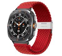 GANYUU Per Galaxy Watch Ultra 47mm Cinturini per orologi Bracciale con cinturino ad anello singolo intrecciato elastico in nylon(Red Silver)