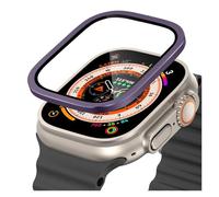 GANYUU Telaio in metallo titanio per Apple Watch Ultra 2 49mm Accessori Pellicola antigraffio in vetro temperato per custodia per schermo serie Ultra(Purple)