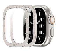 GANYUU Vetro temperato per Apple Watch Ultra 2 49mm Protezione schermo Telaio in metallo antigraffio per accessori IWatch Series Ultra 49mm(Black)