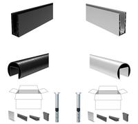 Ganzglasgeländer Alluminio Anodizzato Profilo U Vetro Corrimano Kit Nero Set
