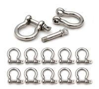 Ganzoo 10 grilli ad arco in acciaio argento, chiusura con perno a vite, accessori per paracord e cordoncini, per bracciali e cinghie, collari e lacci, misure 24x20 mm, apertura 16x12 mm, 4 mm spessore