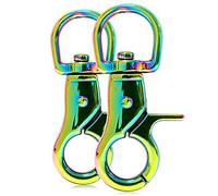 Ganzoo 2 moschettoni a forbice con giunto girevole saldato e chiusura a scatto rotonda, acciaio legato, colore Regenbogen, 60 mm, occhielli 15x16 e 12x12 mm, per guinzaglio e collare, paracord 550