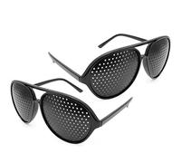 Ganzoo 2 occhiali a griglia per allenamento della visione e momenti di riposo per gli occhi, nero, forma C, plastica, aste pieghevoli, per vicino e lontano, dimensioni 150 mm larghezza