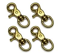Ganzoo 4 moschettoni a forbice con testa girevole per evitare torsioni, per guinzagli per cani e collari, lega di acciaio, 65 mm, occhiello 15 mm, finitura effetto oro, per Paracord 550 e portachiavi