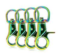 Ganzoo 4 moschettoni con giunto girevole 360 gradi, acciaio legato, lunghezza 60 mm, colore arcobaleno, per guinzaglio e collare, accessorio per paracord 550, portachiavi e fai da te