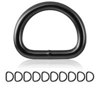 Ganzoo Anello a D in Acciaio Nero, 10 Pezzi, 40 mm x 32 mm, saldato e antiruggine, componente per Paracord 550, fissaggi per Cinturini e Cinghie, Accessori per Cucito Creativo e manualità