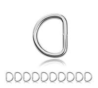Ganzoo anello a D in acciaio saldato antiruggine argento, 30x23 mm, spessore 4 mm, ideale con Paracord 550, per fissaggi su cinghie e cordini, uso in accessori e minuteria per collegamenti, 10 pezzi