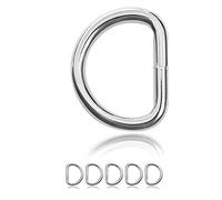 Ganzoo anello a D in acciaio saldato antiruggine, set 5 pezzi argento lucido; dimensioni 50 x 45 mm, spessore 5 mm per fissaggio cinghie e strap, collari, borse, zaini e lavorazioni fai da te