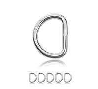 Ganzoo Anello a D in Acciaio saldato, D Ring 30 x 23 mm con Interno 22 x 15 mm, Spessore 4 mm, antiruggine, Finitura Cromo Argento, Confezione 5 Pezzi, per Paracord 550, Uso Universale