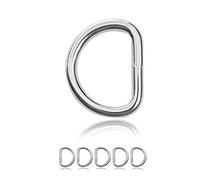 Ganzoo anello a D in acciaio, set 5 pezzi, spessore 5 mm, colore argento, fai da te per collare cani e guinzaglio, antiruggine, ideale con paracord 550, 40x32 mm