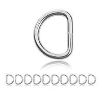 Ganzoo anello D in acciaio resistente alla ruggine, argento, set da 10 pezzi, spessore 5 mm, dimensioni 40x32 mm esterne 30x22 mm interne, per collari cani fai da te, leash artigianali e paracord 550