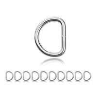 Ganzoo anello D in acciaio saldato, set 10 pezzi, 24 mm x 20 mm esterno, 18 mm x 14 mm interno, argento lucido antiruggine, per Paracord 550, passanti, cinturini, zaini e applicazioni nautiche
