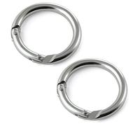 Ganzoo anello moschettone rotondo in alluminio con apertura a scatto, set 2, argento, per portachiavi e accessori da borsa e zaino, 38 mm diametro esterno 30 mm interno, 4 mm spessore