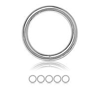 Ganzoo anello tondo in acciaio finitura argento, 5 pezzi, diametro esterno 40 mm, spessore materiale 5 mm, per accessori per animali, guinzagli e collari, pelletteria, hobby e bricolage