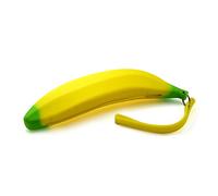 Ganzoo astuccio banana giallo per cancelleria e piccoli oggetti, gomma impermeabile con superficie flessibile, cerniera cucita, anello con passante da appendere, 21 cm x 6 cm, 50 g