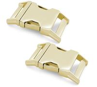 Ganzoo Chiusura a scatto in metallo Alumaxx, set da 2 pezzi, 3/4", cinghia da 20 mm, Paracord 550, chiusura a incastro, fibbia, bracciali, collari per cani, zaino, oro lucido, ottone, 3/4"