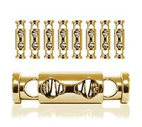 Ganzoo fermacordoncino in metallo 8 pezzi, clip dritta con doppio foro, colore oro, 36 x 10 mm, foro 5 mm, per mantenere la lunghezza della coulisse e ordinare tiranti su capi e borse