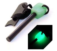 Ganzoo firesteel per accensione fuoco da campo, pietra focaia in magnesio 76 mm con testa fluorescente nero/verde, resistente secondo descrizione ad acqua fuoco e olio, con striker in acciaio incluso