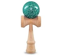 Ganzoo Kendama in faggio massello Laccato Blu e Nero, Tradizionale Gioco Giapponese con Sfera Forata Circa 6 cm, Cordino Nylon, 3 Coppe di Cattura e Punta Centrale, per Esercizi di Tecnica